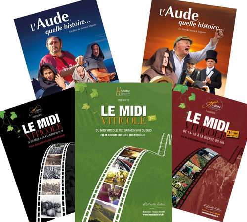 PACK 5 DVD LE MIDI VITICOLE 1, 2 ET 3 ET L'AUDE QUELLE HISTOIRE 1 ET 2